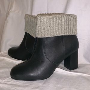 Torrid leather sweater cuff ankle boot